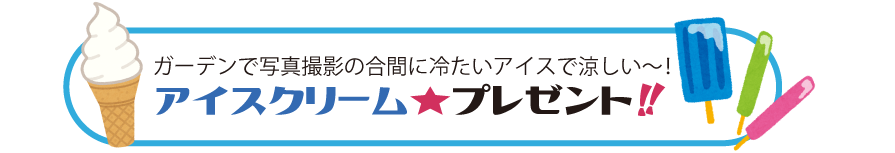 ガーデンで写真撮影の合間に冷たいアイスで涼しい～！アイスクリーム★プレゼント!!